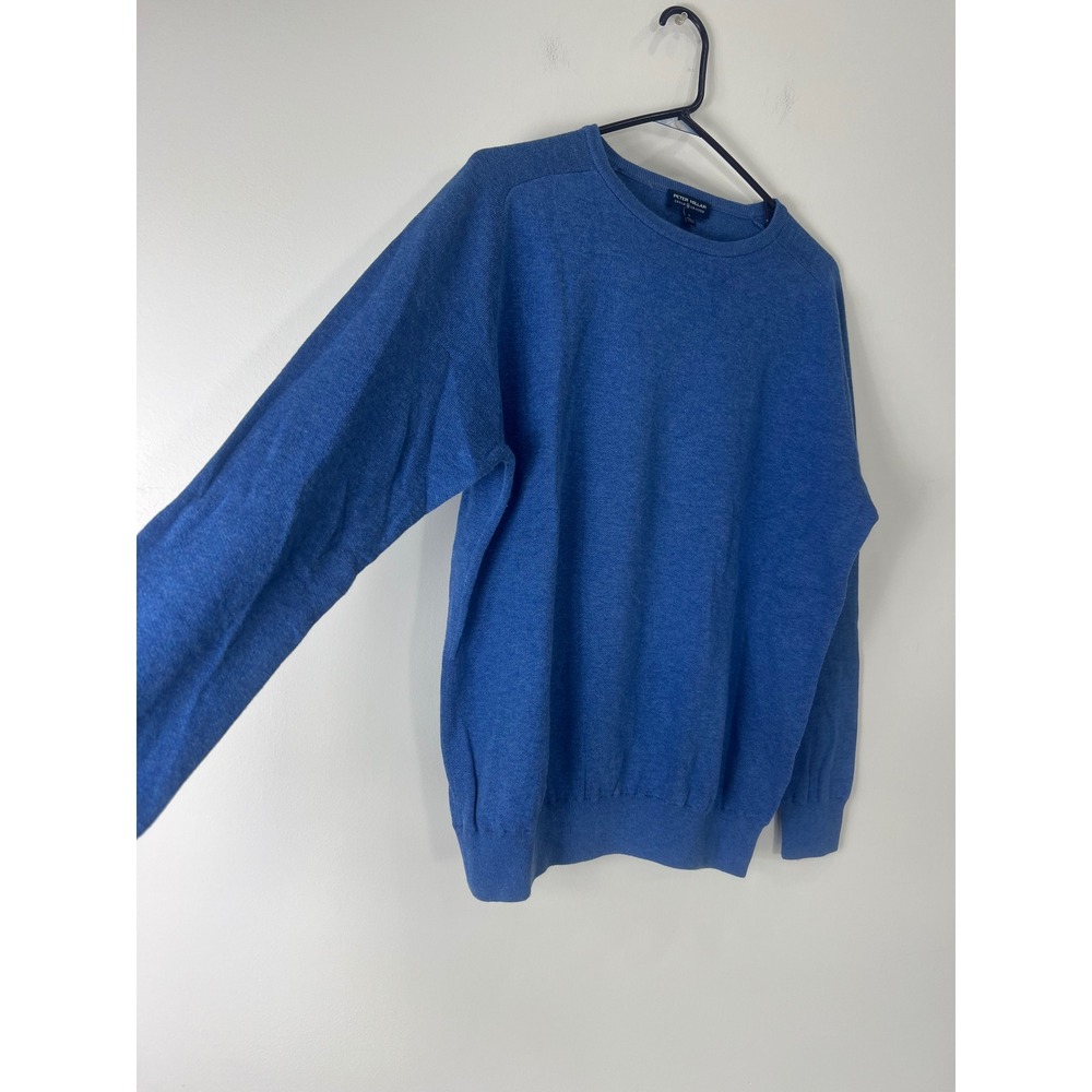 Peter Millar Crown Crafted Mens Large Blue Heather Crewneck Knit Sweater L